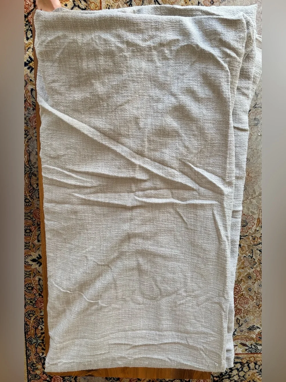 Crate & Barrel King Duvet Cover + 2 King Shams Greige Textured Linen Blend Set